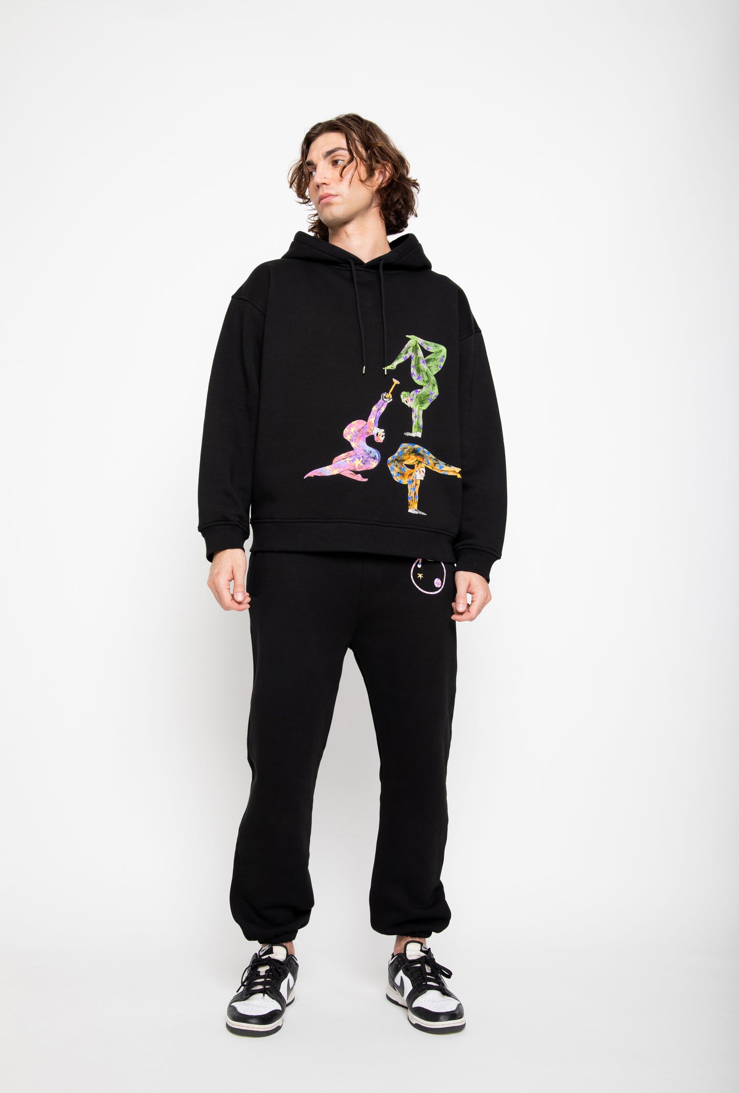 R4R-B-119-2 UNISEX HOODED SWEATSHIRT WITH RELIEF PRINTS