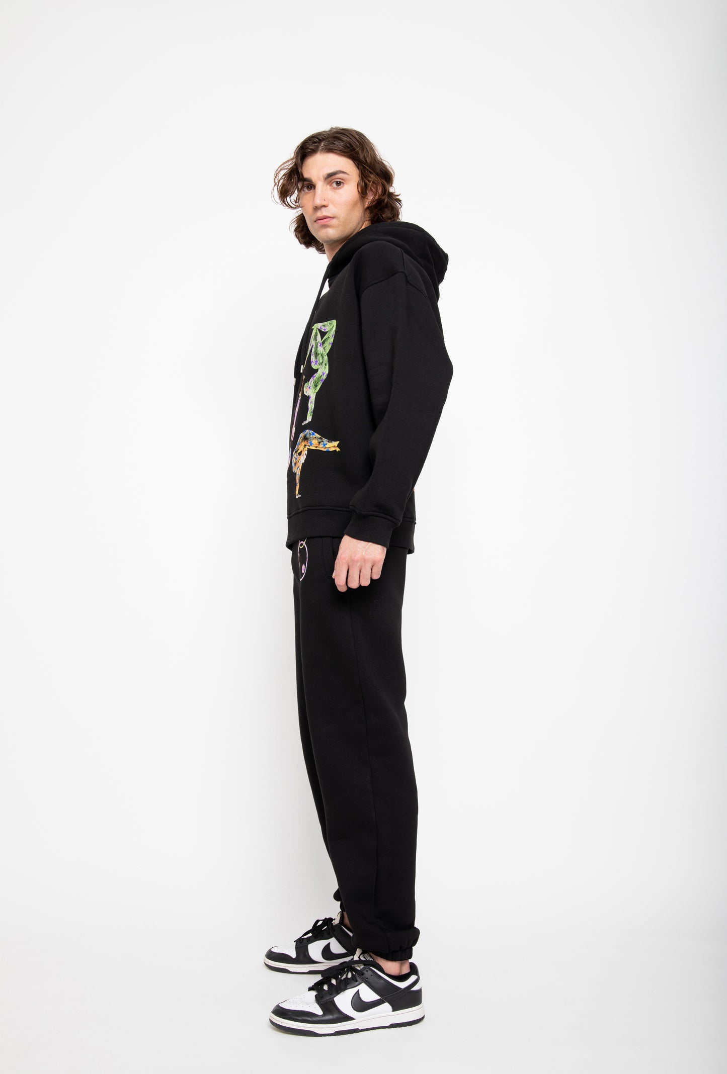R4R-B-119-2 UNISEX HOODED SWEATSHIRT WITH RELIEF PRINTS