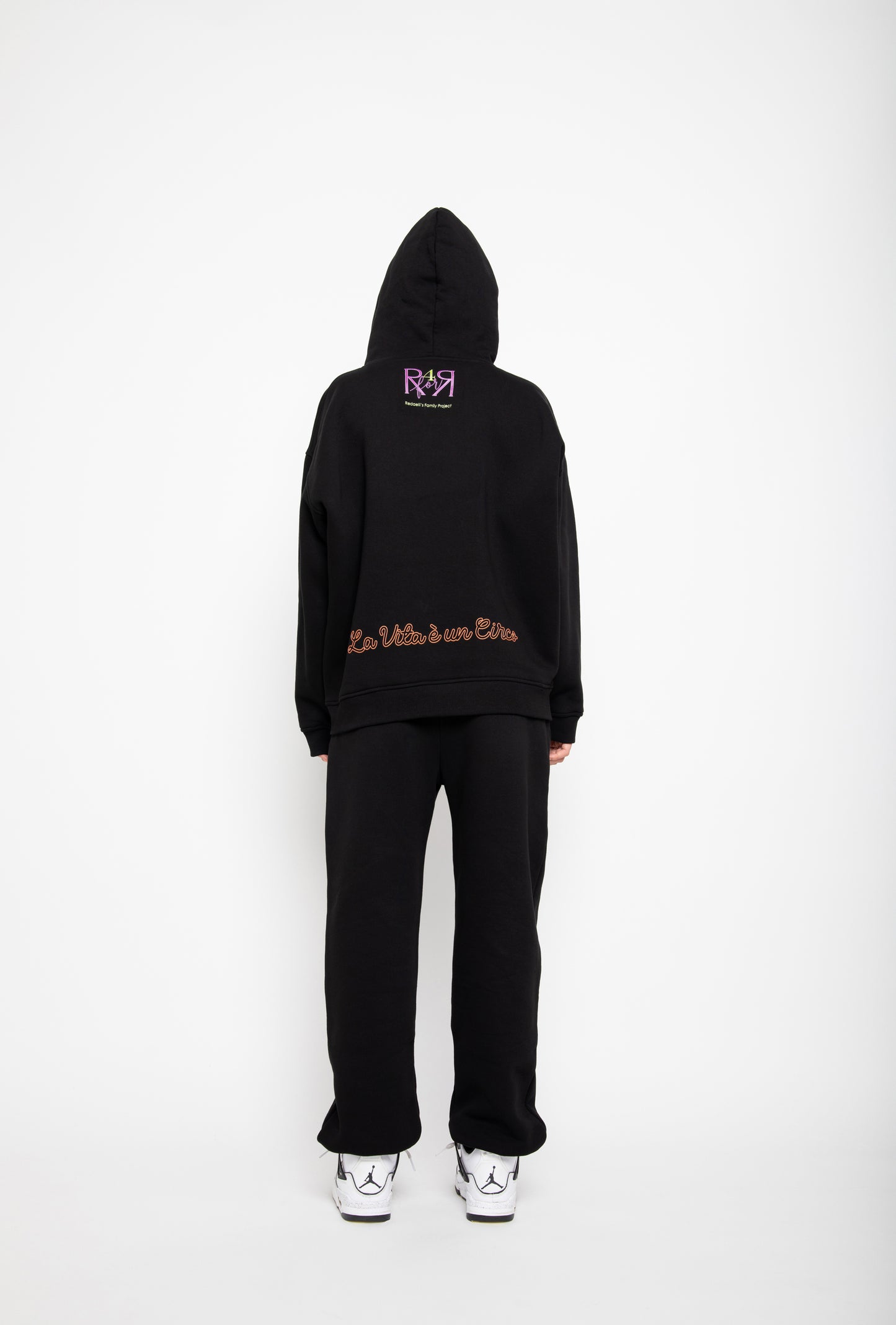 R4R-B-119-2 UNISEX HOODED SWEATSHIRT WITH RELIEF PRINTS